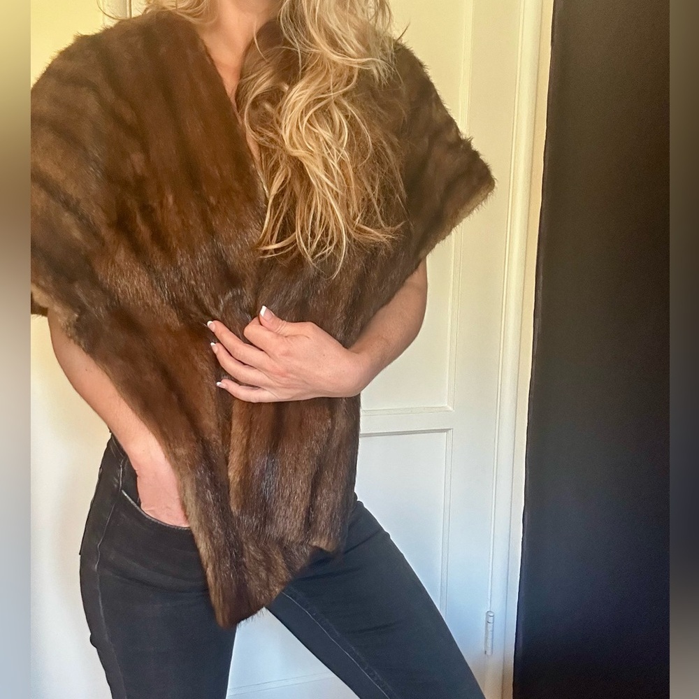 Gorgeous, antique mink shawl!